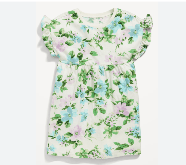 Vestido fruncido con mangas abullonadas y estampado para niñas - Quierox - Tienda Online