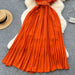 Vestido largo de gasa plisada para mujer, estilo vintage, con volantes - Quierox - Tienda Online