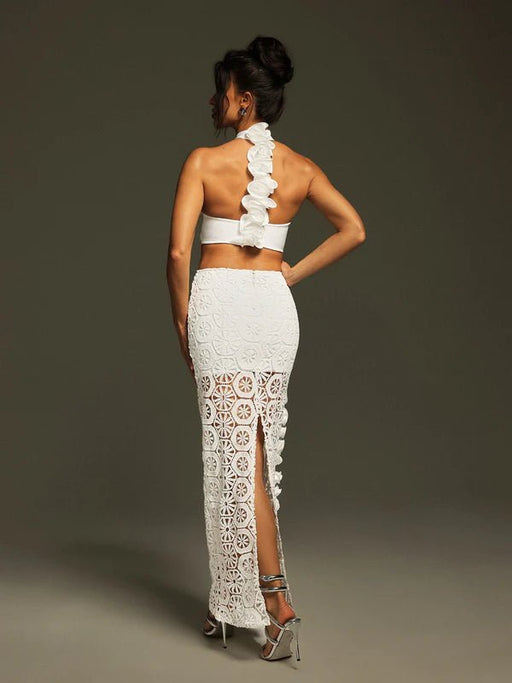 Vestido largo de vendaje Festus con espalda abierta y aberturas - Quierox - Tienda Online