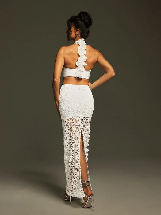 Vestido largo de vendaje Festus con espalda abierta y aberturas - Quierox - Tienda Online