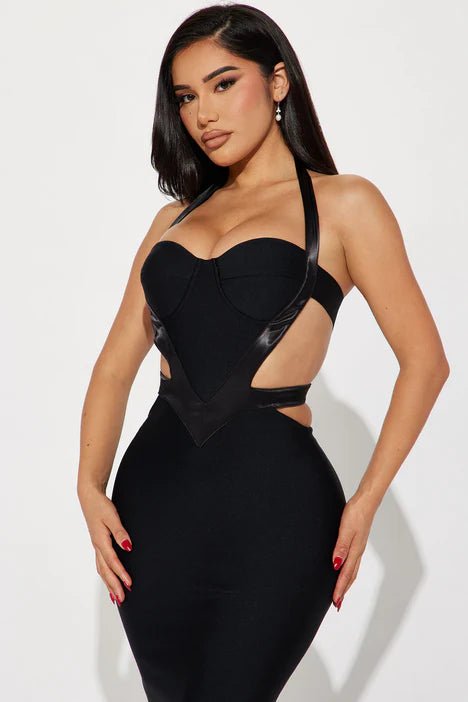 Vestido largo estilo vendaje Hailie - Negro - Quierox - Tienda Online