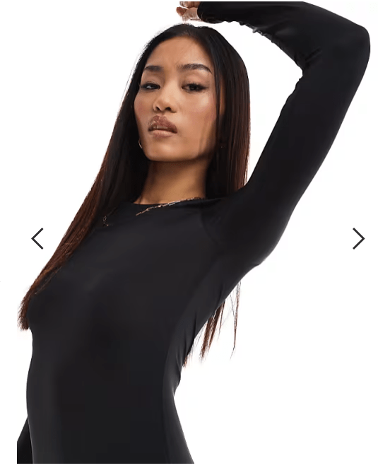 Vestido largo negro de manga larga y corte suave y moldeador de Pull&Bear - Quierox - Tienda Online