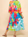 Vestido midi abstracto vibrante para mujer - Corte holgado, manga de tres cuartos, colorido - Quierox - Tienda Online