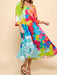 Vestido midi abstracto vibrante para mujer - Corte holgado, manga de tres cuartos, colorido - Quierox - Tienda Online