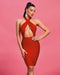 Vestido midi ajustado sin mangas con escote halter y aberturas - Quierox - Tienda Online