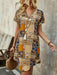 Vestido midi de mujer de verano con escote en V entallado, manga corta y parches - Quierox - Tienda Online