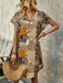 Vestido midi de mujer de verano con escote en V entallado, manga corta y parches - Quierox - Tienda Online