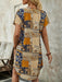 Vestido midi de mujer de verano con escote en V entallado, manga corta y parches - Quierox - Tienda Online