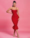 Vestido midi de tirantes con cristales y cola de pez - Quierox - Tienda Online