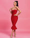Vestido midi de tirantes con cristales y cola de pez - Quierox - Tienda Online