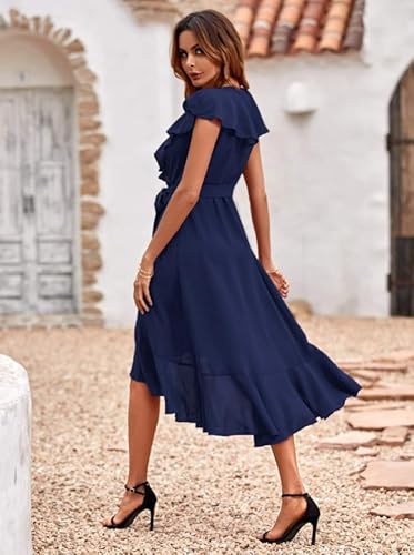 Vestido midi holgado con volantes, informal, de cintura alta - Quierox - Tienda Online