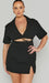 VESTIDO MINI MARSHA: VESTIDO DE MANGA CORTA CON ABERTURAS EN COLOR NEGRO - Quierox - Tienda Online