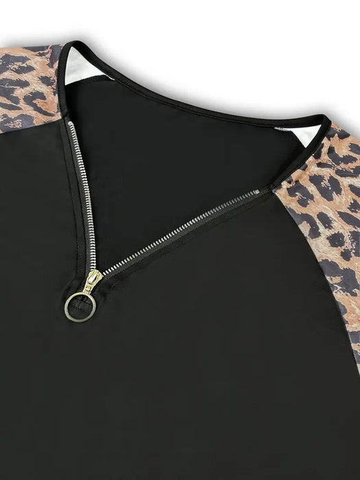 Vestido Plus Size con Estampado de Leopardo y Escote en V - Sin Mangas, Mezcla Elástica de Poliéster - Spandex - Quierox - Tienda Online