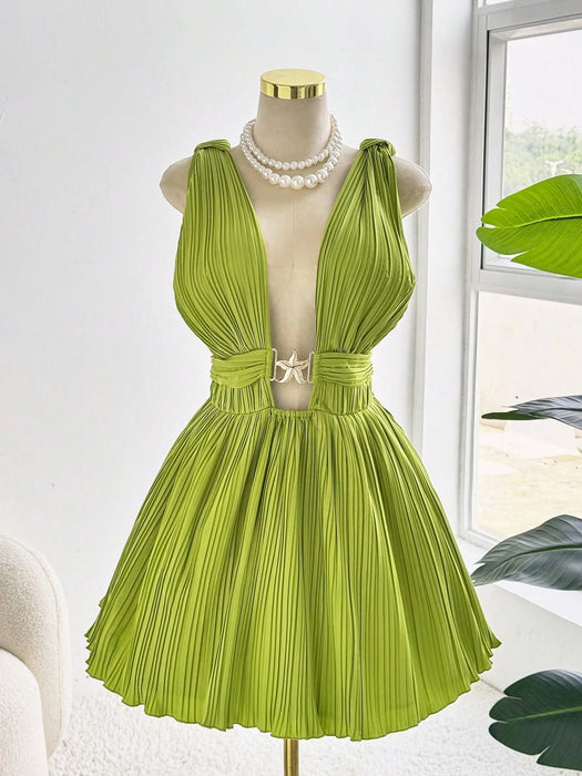 Vestido Sweetra de mujer, con tirantes en la espalda y botón metálico en forma de estrella - Quierox - Tienda Online