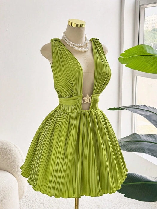 Vestido Sweetra de mujer, con tirantes en la espalda y botón metálico en forma de estrella - Quierox - Tienda Online