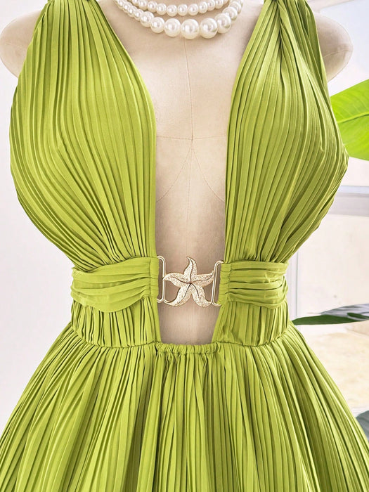 Vestido Sweetra de mujer, con tirantes en la espalda y botón metálico en forma de estrella - Quierox - Tienda Online