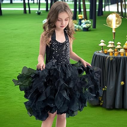 Vestido tutú con lentejuelas para niñas con capas de organza y sauces - Quierox - Tienda Online