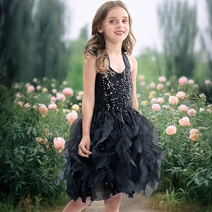 Vestido tutú con lentejuelas para niñas con capas de organza y sauces - Quierox - Tienda Online