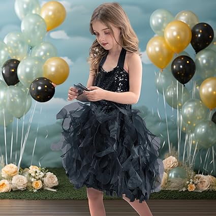 Vestido tutú con lentejuelas para niñas con capas de organza y sauces - Quierox - Tienda Online