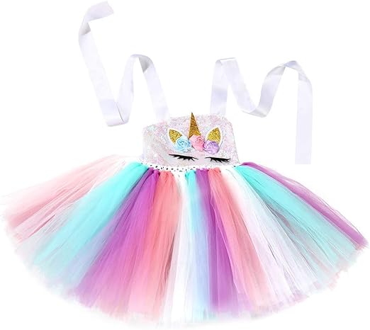 Vestido tutú de unicornio con lentejuelas y luz LED para niñas - Quierox - Tienda Online
