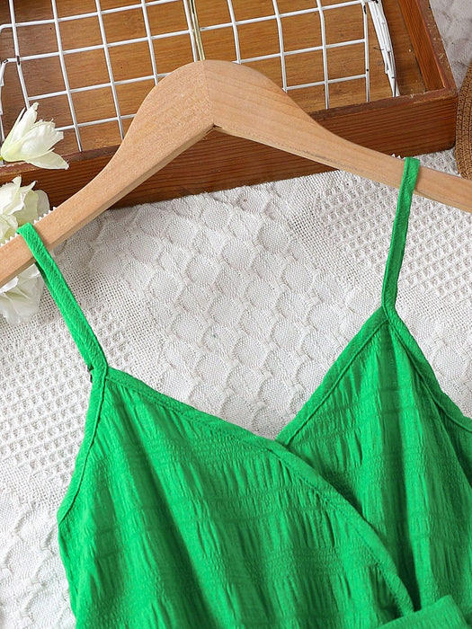 Vestido veraniego cruzado y con volantes para preadolescentes, con tirantes finos - Quierox - Tienda Online