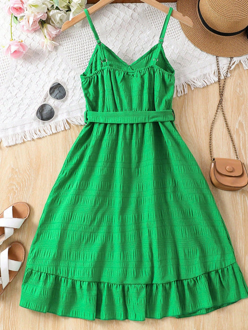 Vestido veraniego cruzado y con volantes para preadolescentes, con tirantes finos - Quierox - Tienda Online