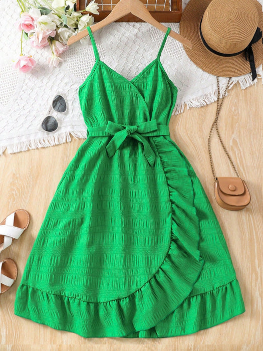 Vestido veraniego cruzado y con volantes para preadolescentes, con tirantes finos - Quierox - Tienda Online