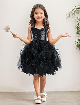 Vestidos de princesa de tul con lentejuelas para niñas pequeñas, vestido tutú elegante brillante - Quierox - Tienda Online