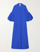 Vestidos largos sueltos con mangas farol y cuello alto en color liso con forma de flor - Quierox - Tienda Online