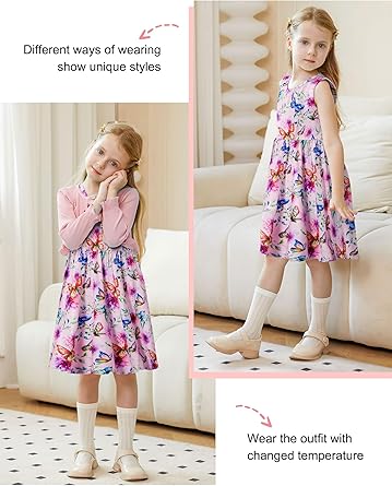 Vestidos sin mangas para niña pequeña y cárdigan de manga larga con volantes - Quierox - Tienda Online