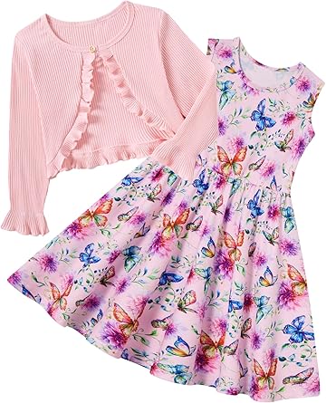 Vestidos sin mangas para niña pequeña y cárdigan de manga larga con volantes - Quierox - Tienda Online