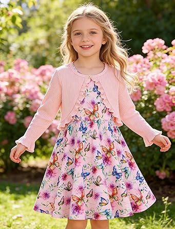 Vestidos sin mangas para niña pequeña y cárdigan de manga larga con volantes - Quierox - Tienda Online