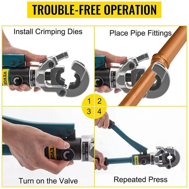 VEVOR Herramienta hidráulica para engarzar tuberías, 10T - Quierox - Tienda Online