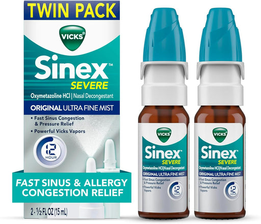 Vicks Sinex - Aerosol nasal para alergias severas y sinusales, niebla ultrafina original - Quierox - Tienda Online