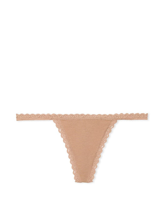 Victoria's Secret Braguita de algodón con ribete de encaje y tanga en forma de V - Quierox - Tienda Online