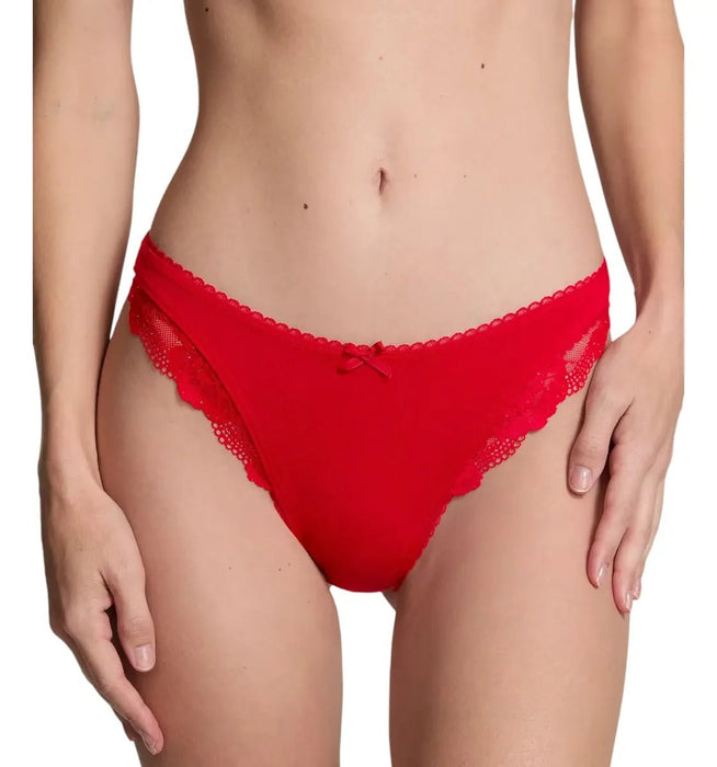 Victoria's Secret Braguita tanga de talle alto con escote redondo y ribete de encaje de algodón elástico - Quierox - Tienda Online
