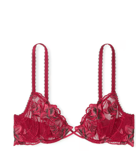 Victoria's Secret Sujetador de media rosa sin forro con bordado de laca roja - Quierox - Tienda Online