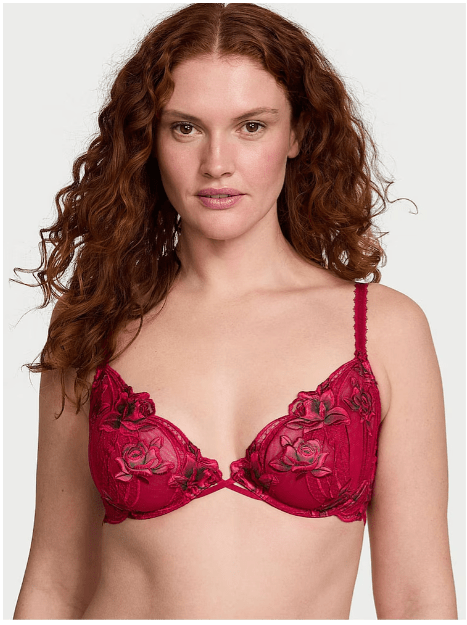 Victoria's Secret Sujetador de media rosa sin forro con bordado de laca roja - Quierox - Tienda Online