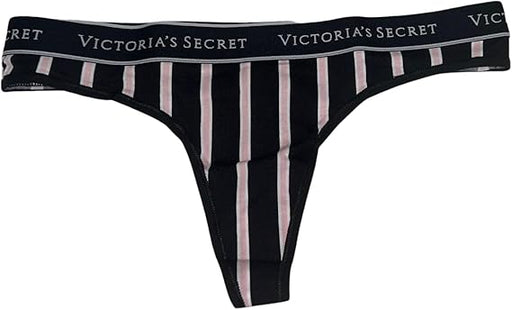 Victoria's Secret Tanga de algodón Panty Color Negro Stripe - Quierox - Tienda Online