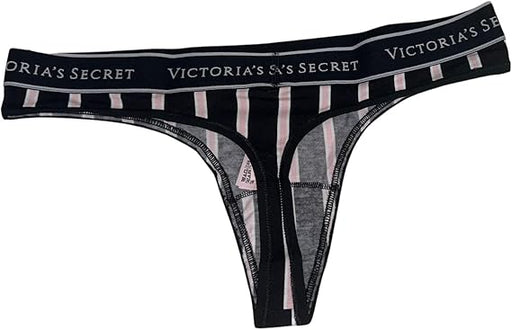 Victoria's Secret Tanga de algodón Panty Color Negro Stripe - Quierox - Tienda Online