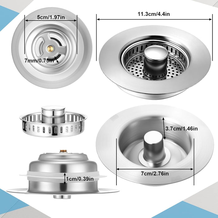 VIHOSE 4 juegos 3 en 1 tapón de desagüe de fregadero tapón de desagüe de cocina - Quierox - Tienda Online