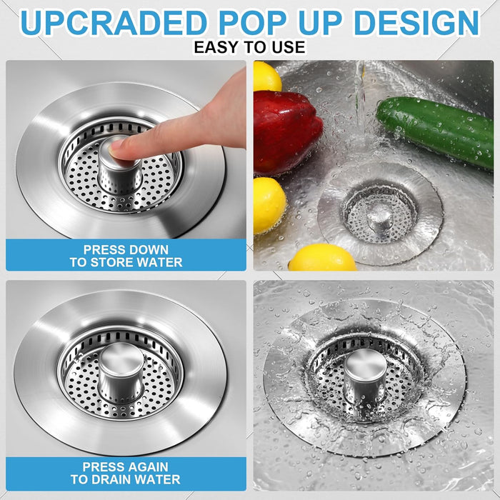 VIHOSE 4 juegos 3 en 1 tapón de desagüe de fregadero tapón de desagüe de cocina - Quierox - Tienda Online