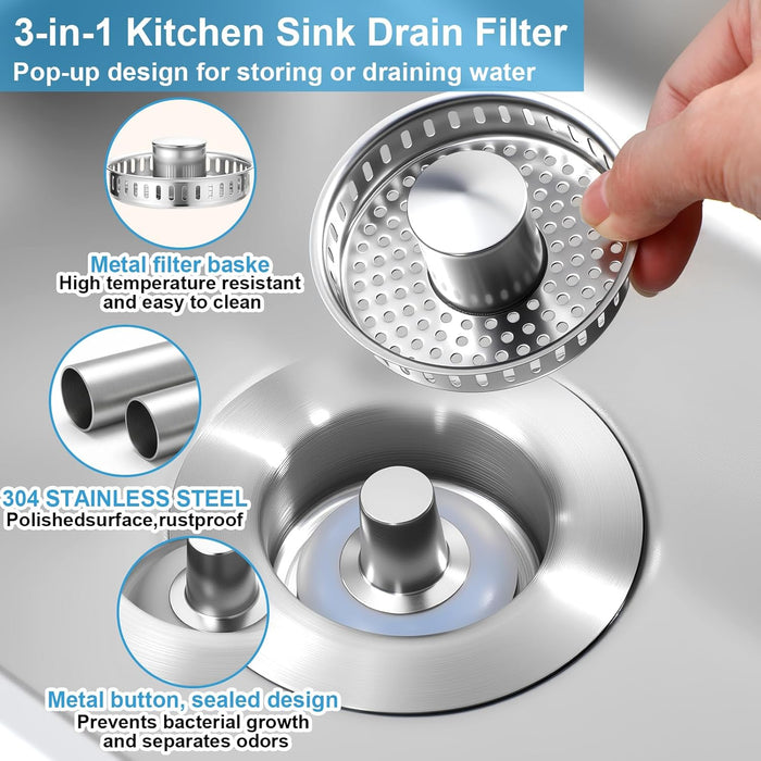 VIHOSE 4 juegos 3 en 1 tapón de desagüe de fregadero tapón de desagüe de cocina - Quierox - Tienda Online