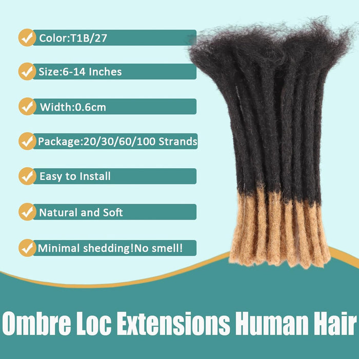 Viovian Extensiones Loc Ombré de 0.6cm Cabello Humano Real 8 Pulgadas 30 Hebras Color 1b/27 - Quierox - Tienda Online