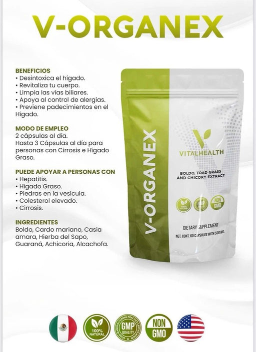 VitalHealth: V - organex - Desintoxicación hepática (Complemento dietético) - Quierox - Tienda Online