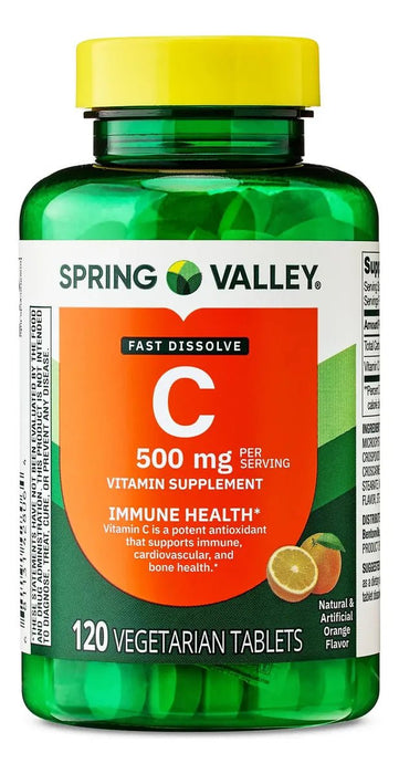 Vitamina C 500 mg Spring Valley 120 comprimidos vegetales - Quierox - Tienda Online