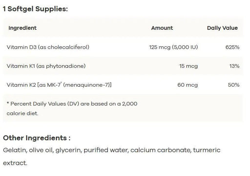 Vitamina D3 5000 con K2 - 60 cápsulas blandas - Quierox - Tienda Online