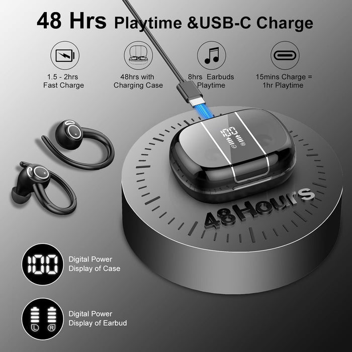 VKROBAG Auriculares inalámbricos Bluetooth 5.3 para deportes, 48 horas de reproducción - Quierox - Tienda Online