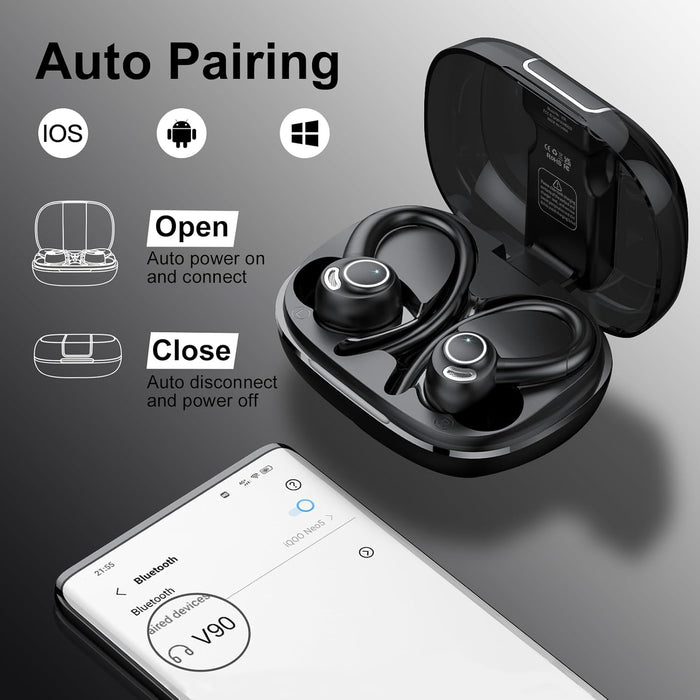 VKROBAG Auriculares inalámbricos Bluetooth 5.3 para deportes, 48 horas de reproducción - Quierox - Tienda Online