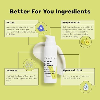 Volition Beauty Garnacha Retinol Crema de ojos con péptidos + ácido hialurónico 15ml - Quierox - Tienda Online